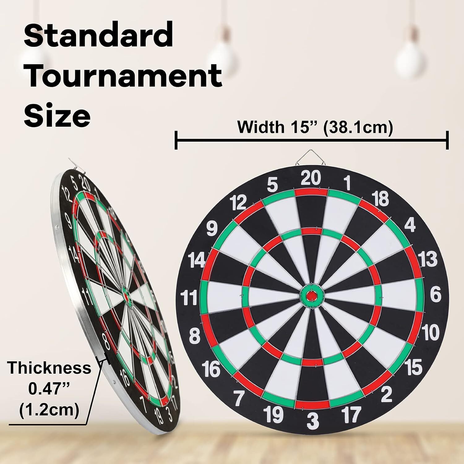 15" Dartboard Dart Board with Steel Darts Professional Competition Party Game