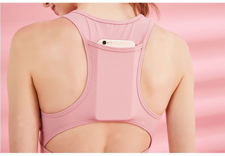 Sports Bra Womens Sleeveless Crop Top Tank Ladies Yoga Vest Gym Workout Activewear Running - Pink