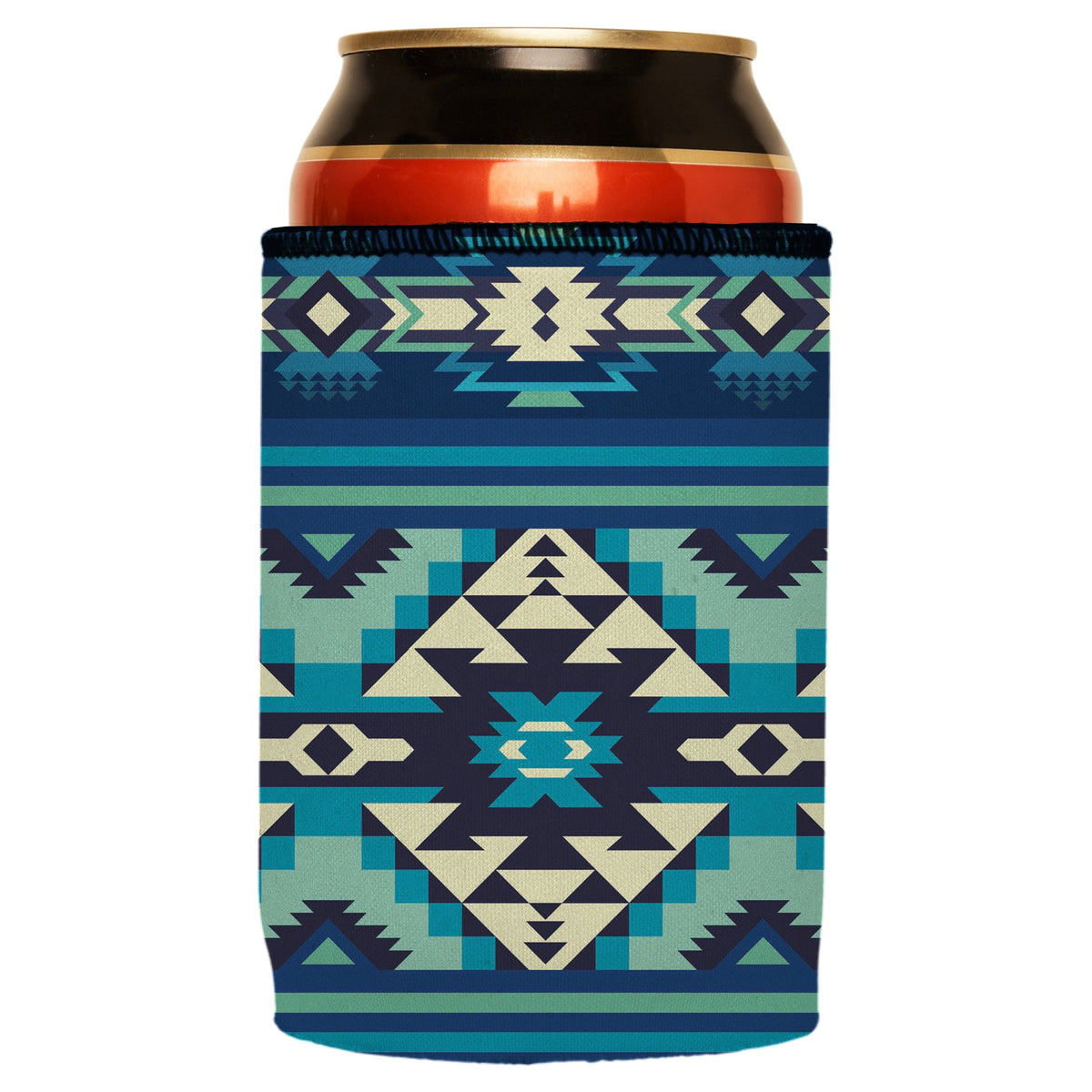 Blue Navajo Rug Stubby Cooler - Standard