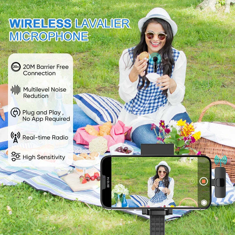 Hridz HZ9 Wireless Rechargeable 1 in 1 Microphone For fast connection Port Devices Recording Interview