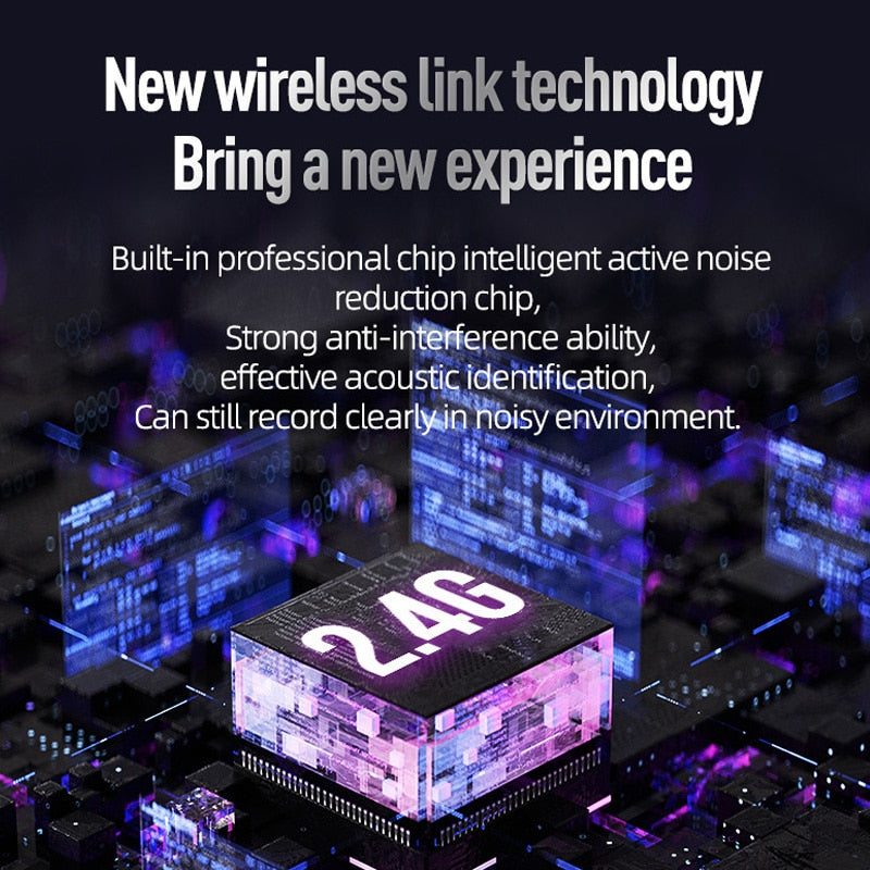 Professional Wireless Lavalier Microphone Set with Portable Charging Box Crystal Clear Audio - 2in1-fast connection