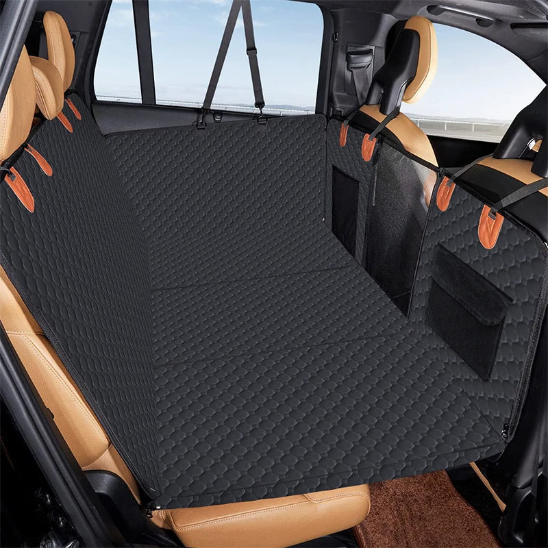 Black PawfectFriend Hard Bottom Car Back Seat Extender &amp; Hammock for Dogs – 63x132cm Waterproof, Heavy-Duty Pet Seat Protector