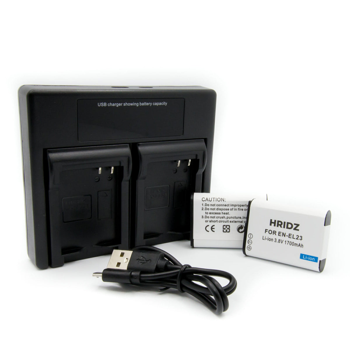 HRIDZ EN-EL23 Battery &amp; Charger Set For Nikon Coolpix B700 S810c P600 P610S