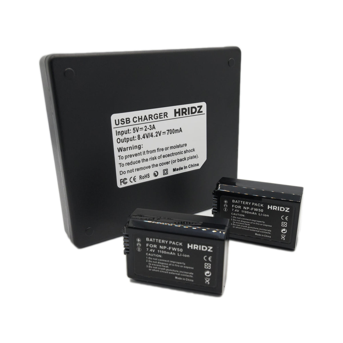 Hridz NP-FW50 Battery & Charger Pack for Sony NP-FW50 and SLT-A33,A35,A37,A55V, DSC-RX10