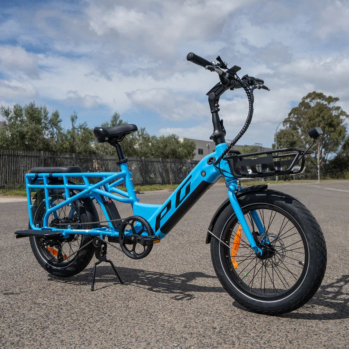 Progear Bikes E-Moover Cargo Bike + Transporter Kit - Electric Blue