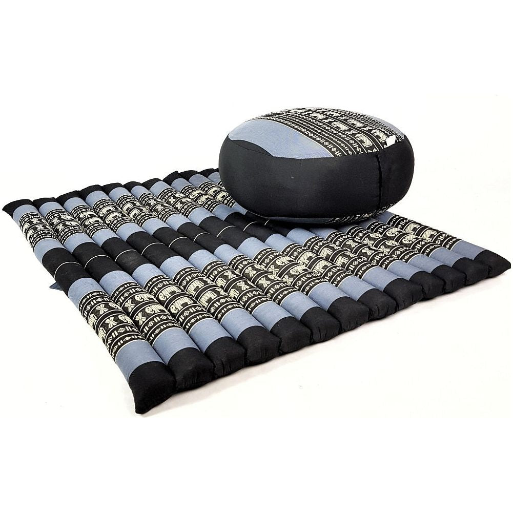 Zafu &amp; Zabuton Meditation Set Blue/Elephant