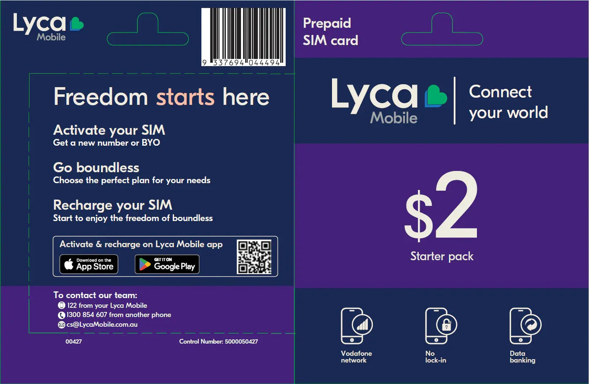 LycaMobile Prepaid SIM Card $2