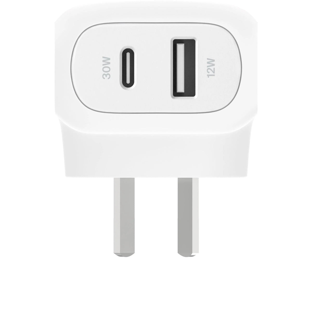 Belkin Dual PD Wall Charger with PPS - 42W Fast Charging for iPhone & Android, 1x USB-C (30W) & 1x USB-A (12W) - White