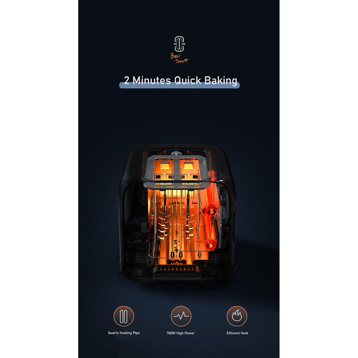 BEAR Double Slots Bread Toaster With Glass Window DSL-C02X1