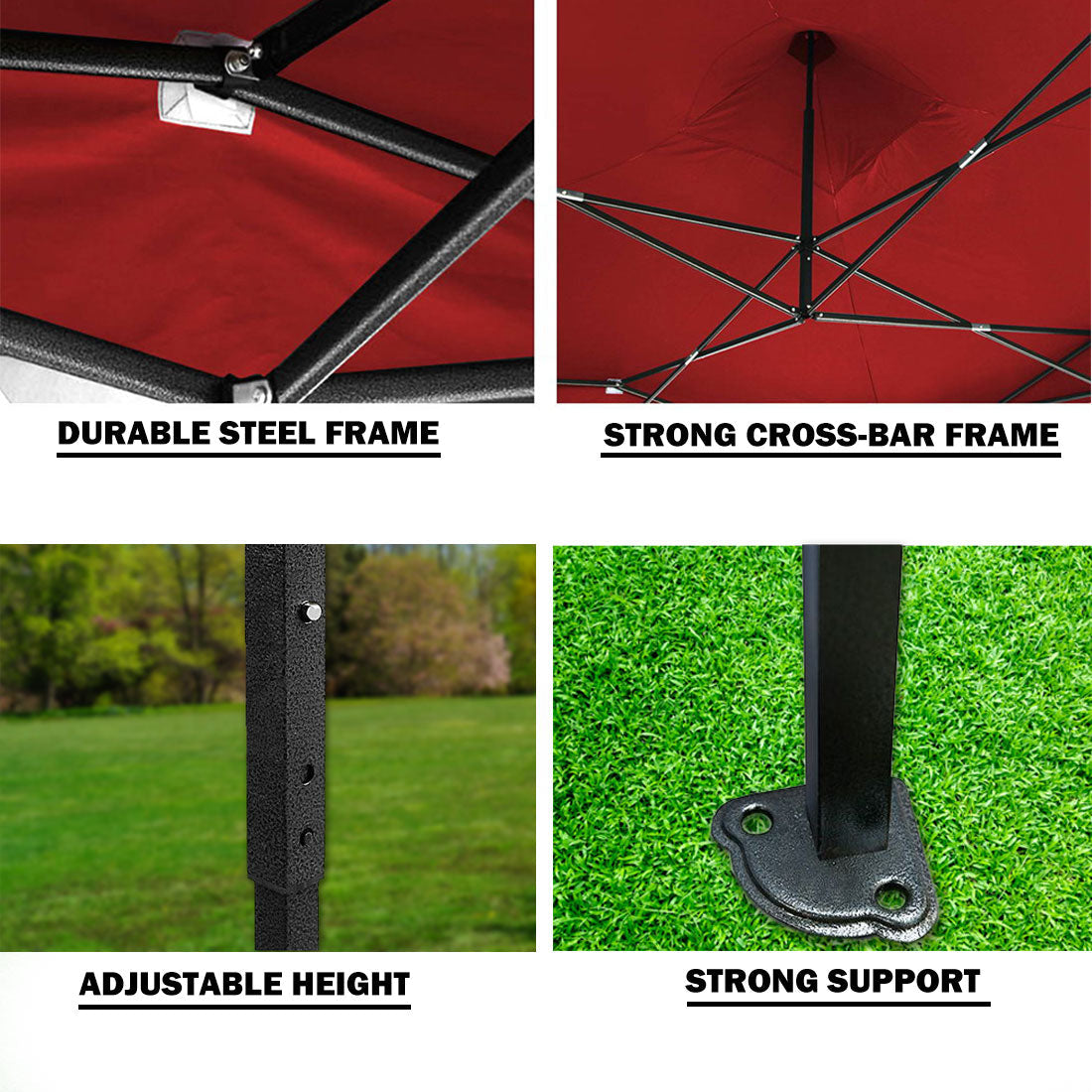 3x3m Pop Up Gazebo Outdoor Tent Folding Marquee Party Camping Market Canopy - red