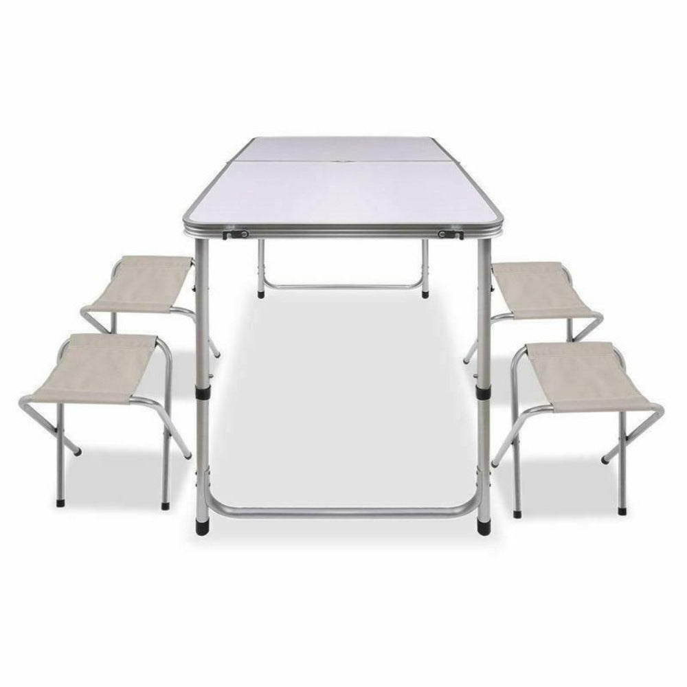 Portable Folding Picnic Camping Set BBQ Party Aluminium Table 4 Foldable Chairs