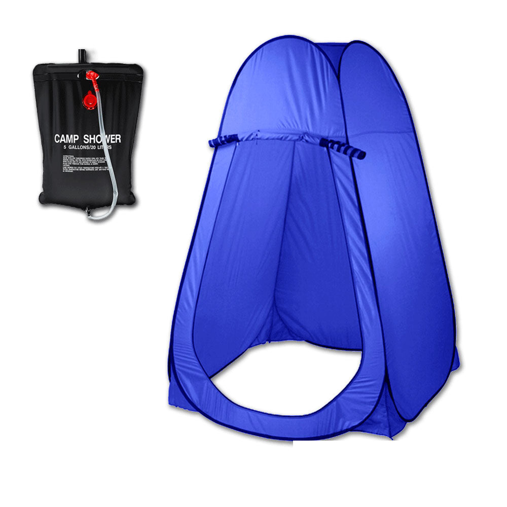 Pop Up  Portable Privacy Shower room Tent &amp;20L Outdoor Camping Water Bag Camp Set - blue