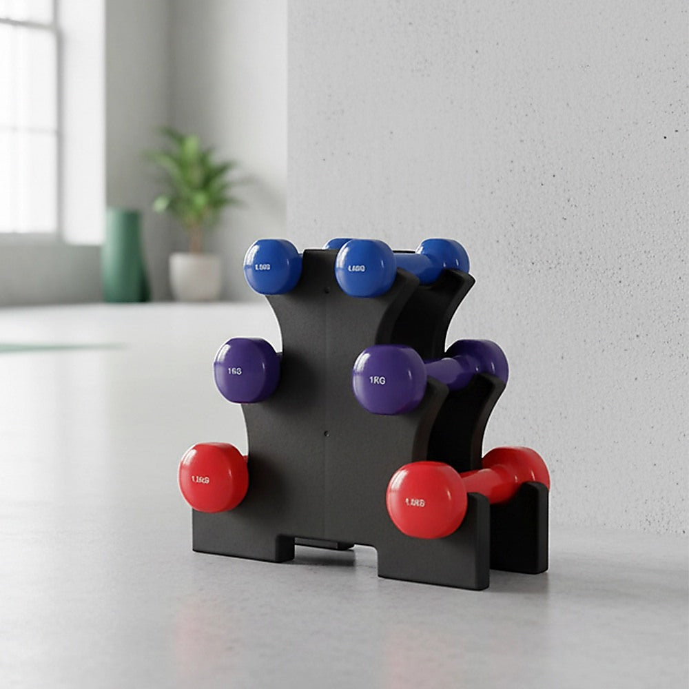 6-Piece Dumbbell Set with Rack