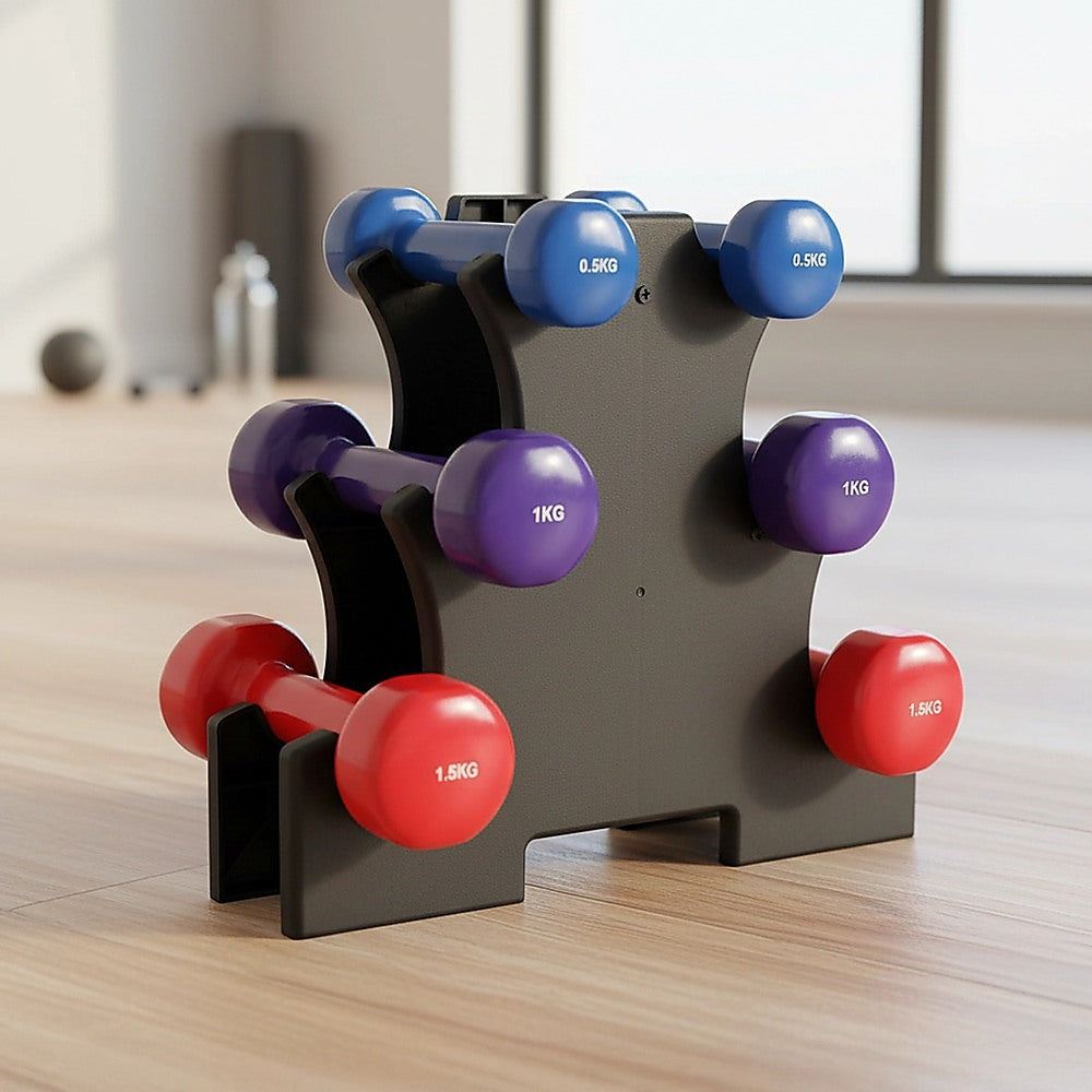6-Piece Dumbbell Set with Rack