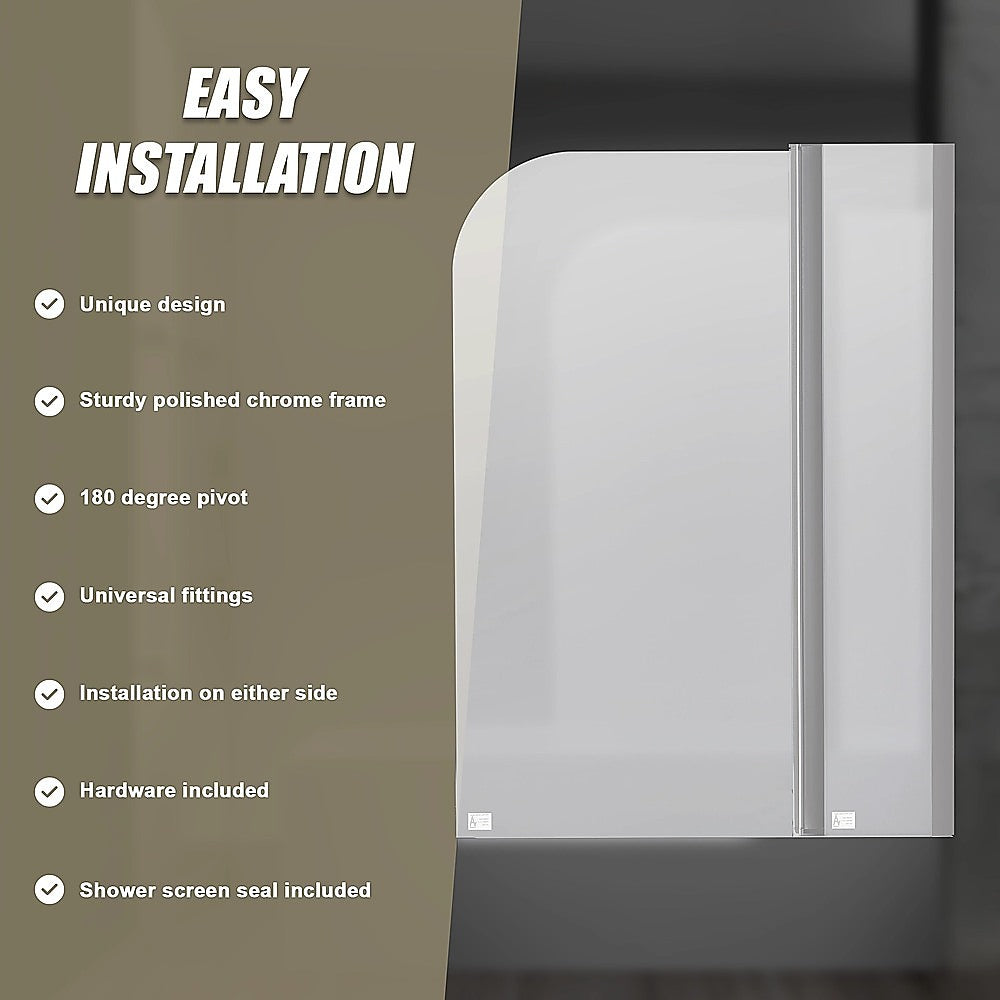 180 Degree Pivot Door 6mm Safety Glass Bath Shower Screen 1000x1400mm By Della Francesca