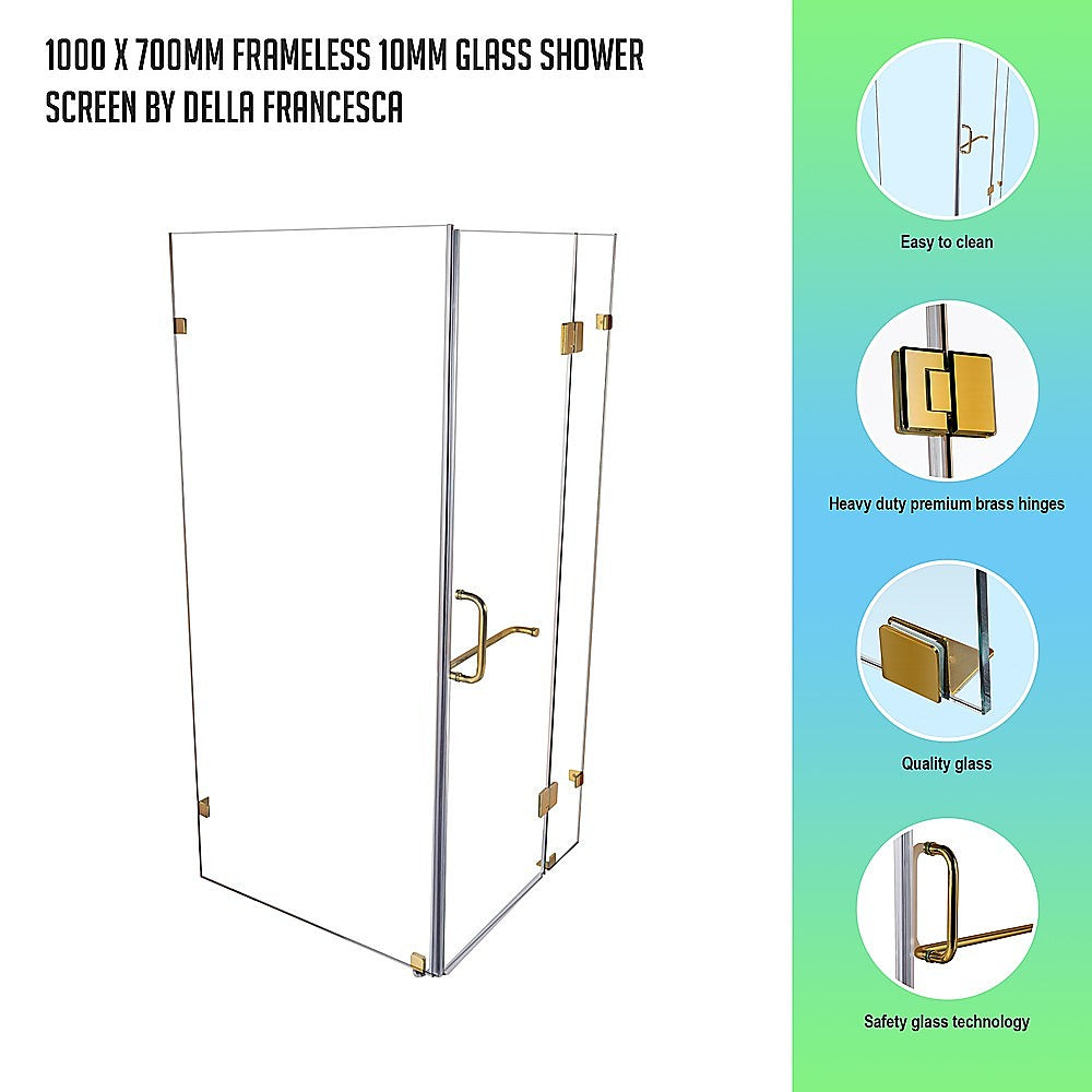 1000 x 700mm Frameless 10mm Glass Shower Screen By Della Francesca