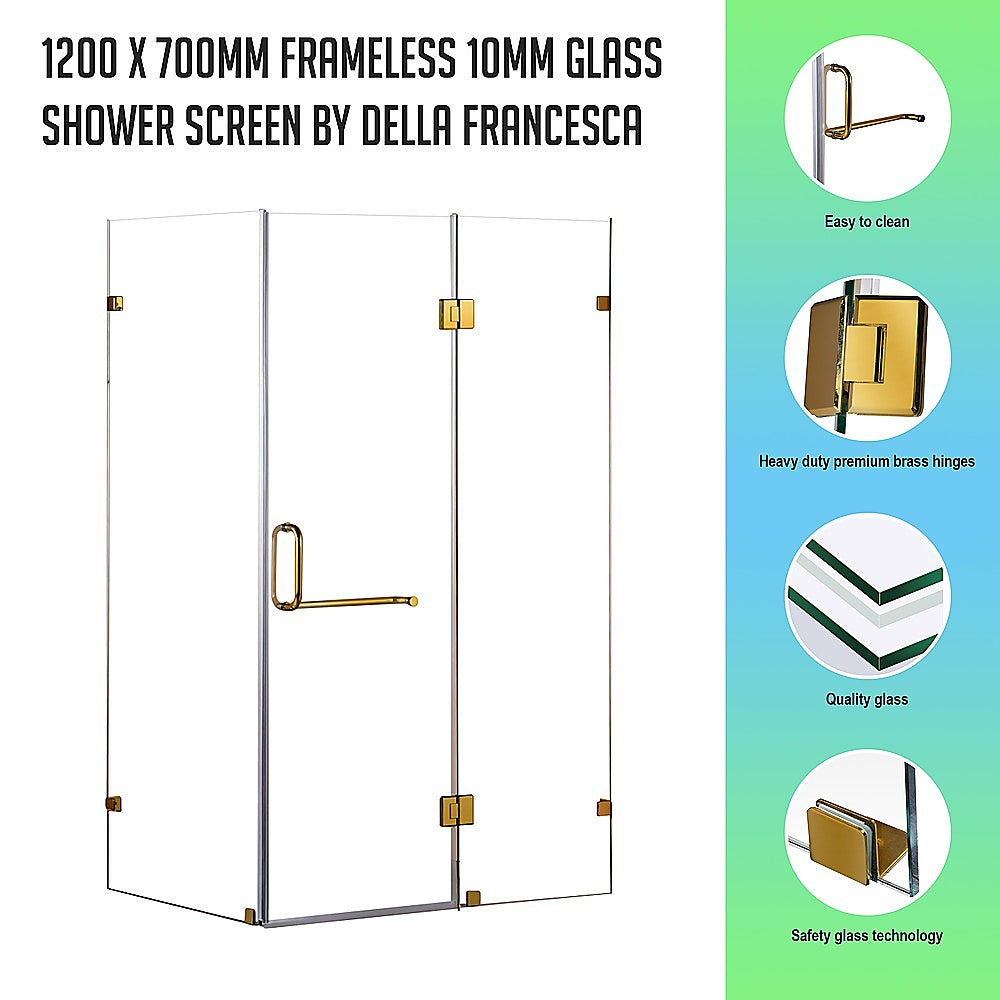 1200 x 700mm Frameless 10mm Glass Shower Screen By Della Francesca