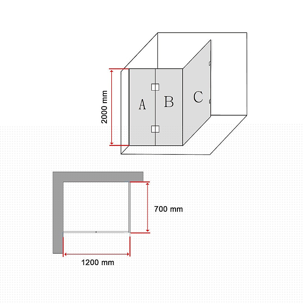 1200 x 700mm Frameless 10mm Glass Shower Screen By Della Francesca