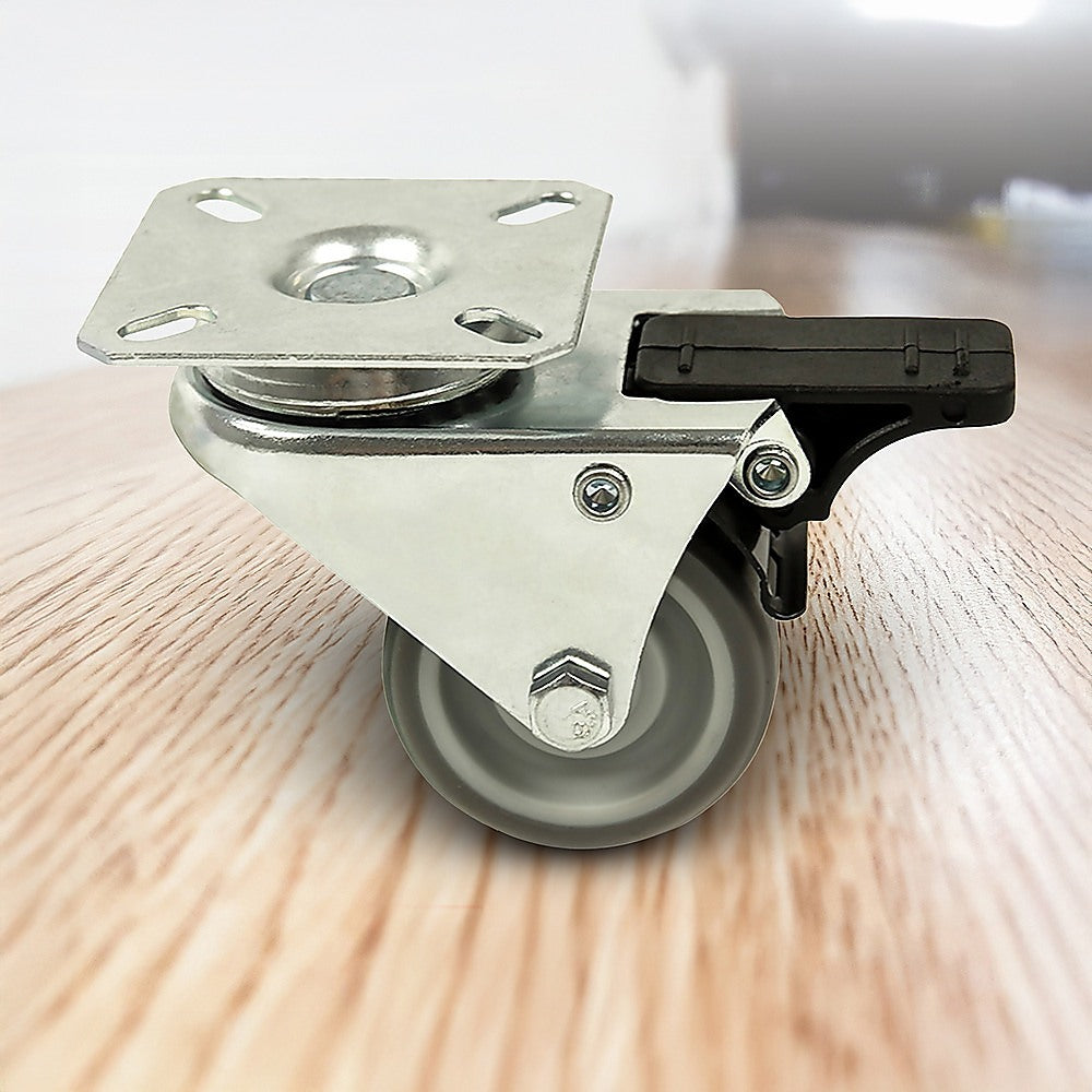 4 x 2" Heavy Duty Swivel Double Wide Castor Wheels Trolley 50mm Furniture Rubber With Brake