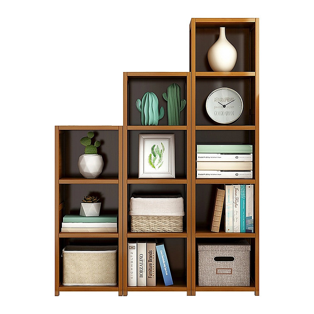 Bamboo Adjustable Shelf Bookcase Display Storage Rack Stand Livingroom Bedroom Set