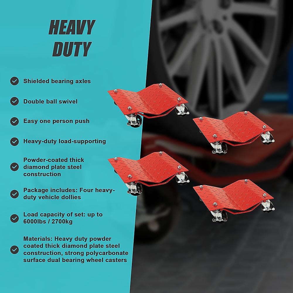 Auto Dolly Car Dolly Wheel Tire 12"x16" Skate 6000lb Repair Slide Set of (4)