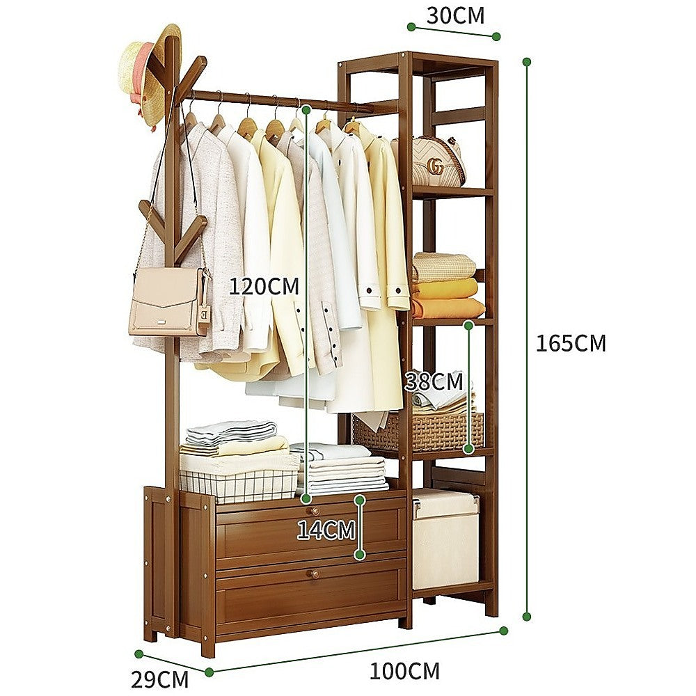 165x100cm Clothes Rack Stand Storage Shelves Modern Coat Tree