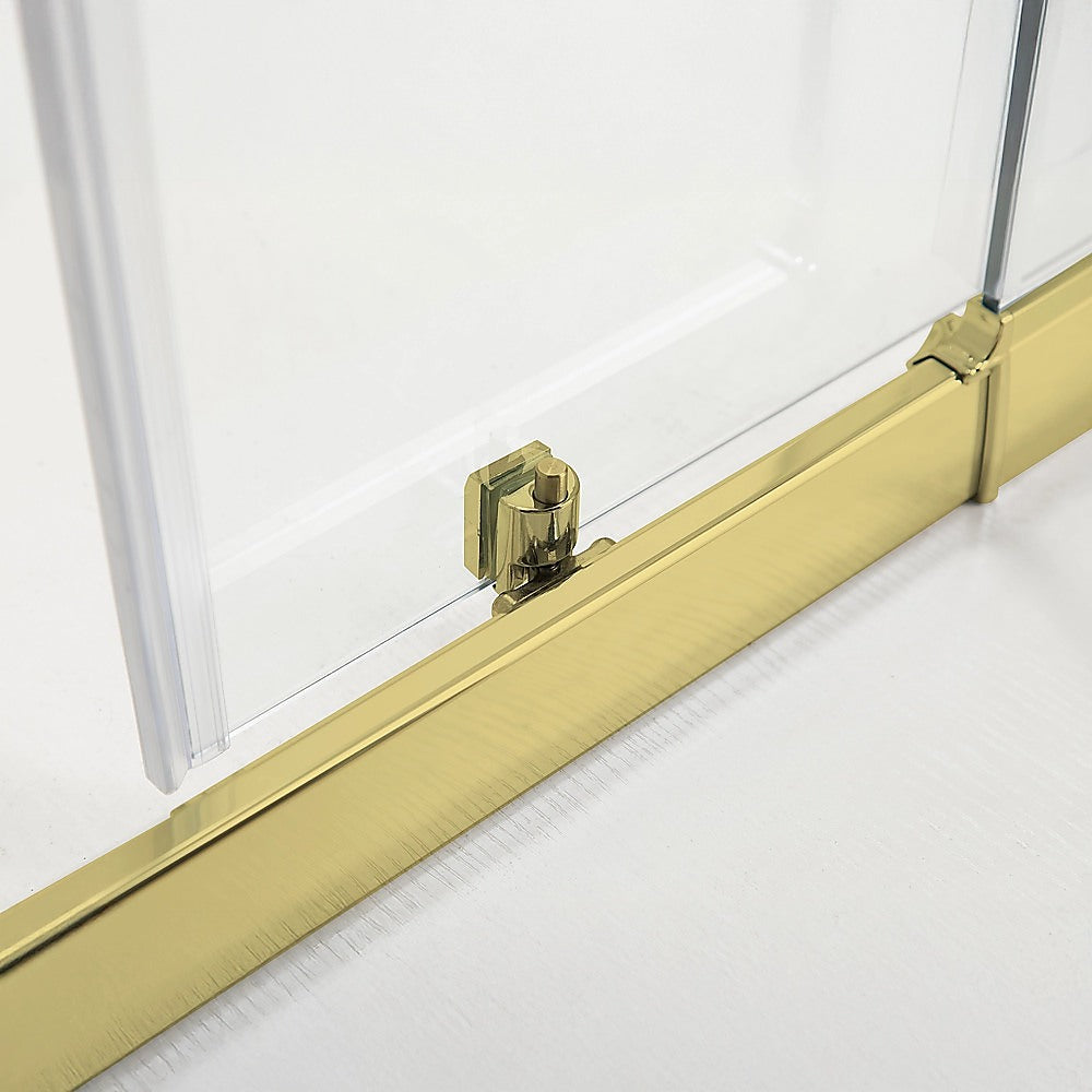 Adjustable 1100x900mm Double Sliding Door Glass Shower Screen in Gold