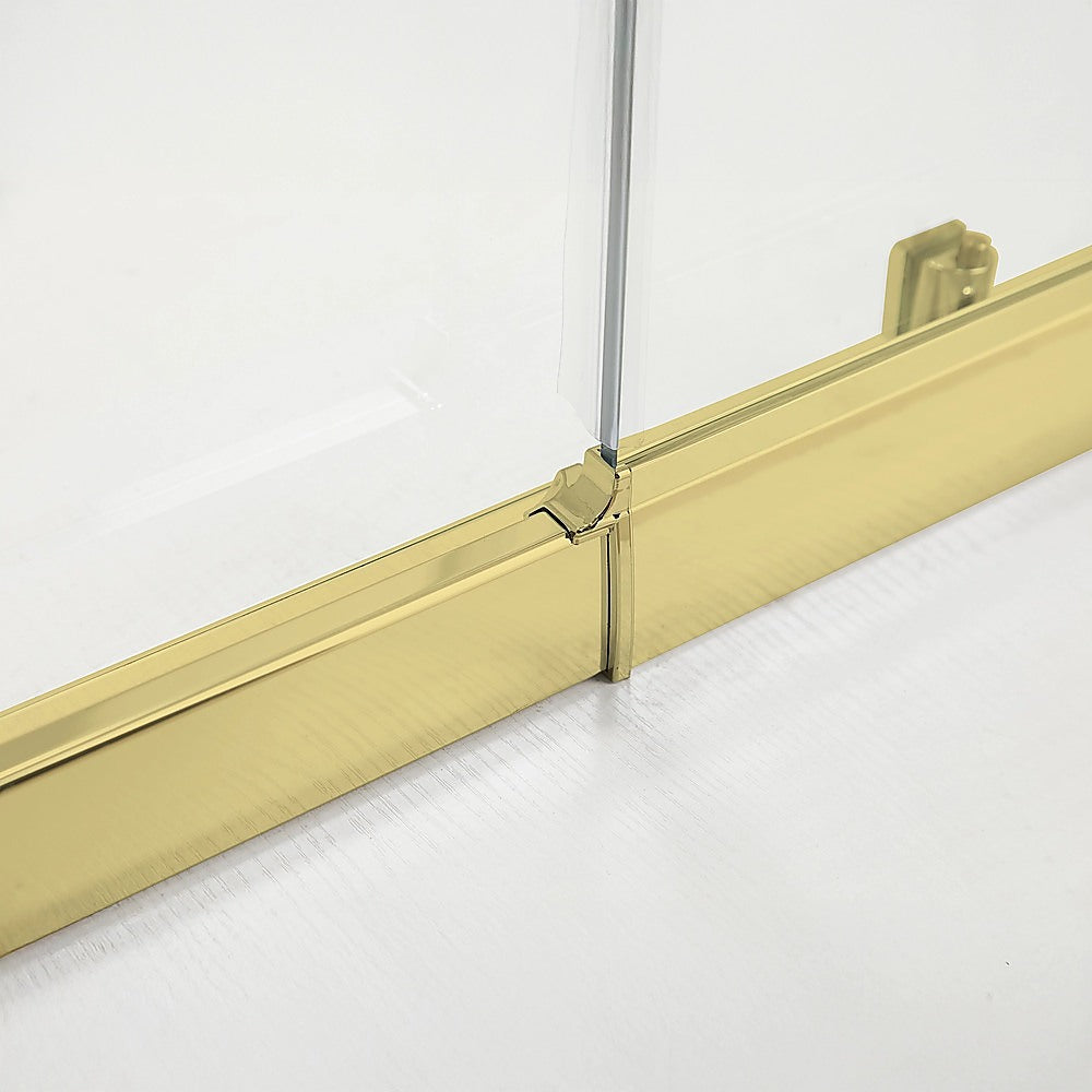 Adjustable 1100x900mm Double Sliding Door Glass Shower Screen in Gold