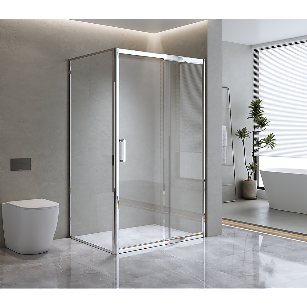 150mm Adjustable (2000x800mm) Single Door Corner Sliding Glass Shower Screen in Chrome