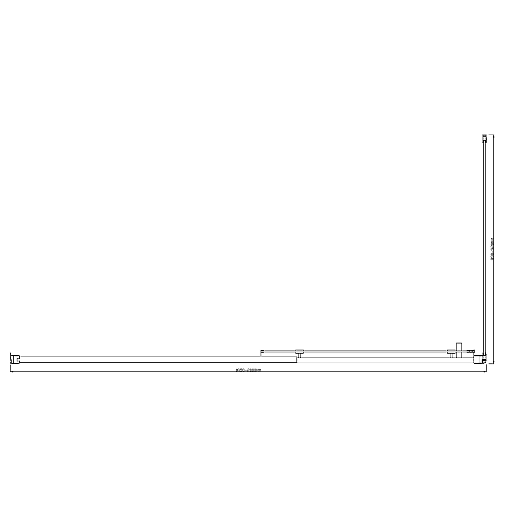 150mm Adjustable (2000x920mm) Single Door Corner Sliding Glass Shower Screen in Black