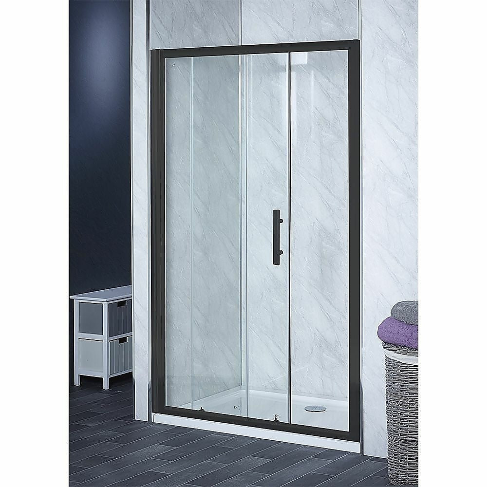 130-140cm Adjustable Wall to Wall Sliding Glass Shower Door in Black