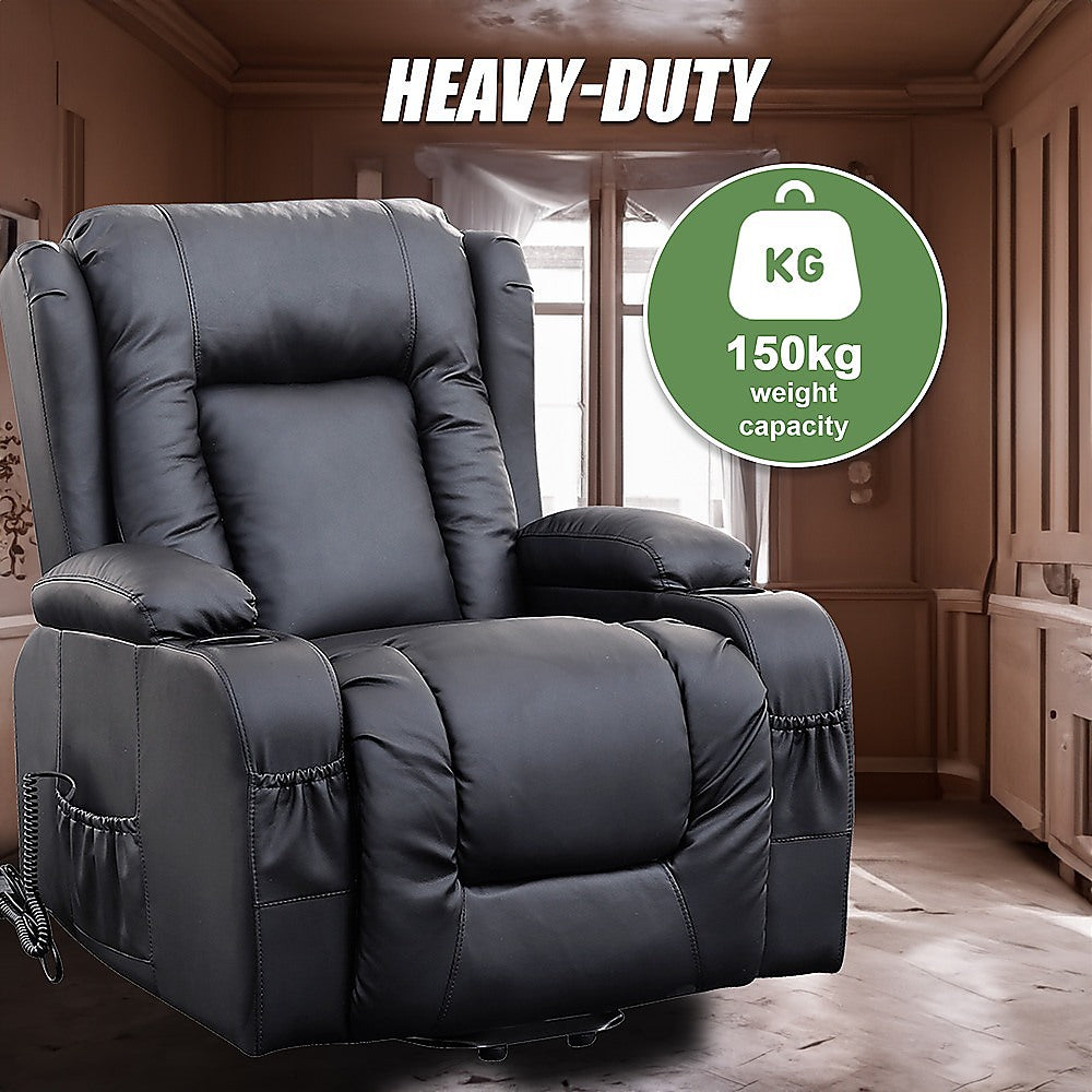 Lift Heated Leather Recliner Electric Massage Chair with USB port