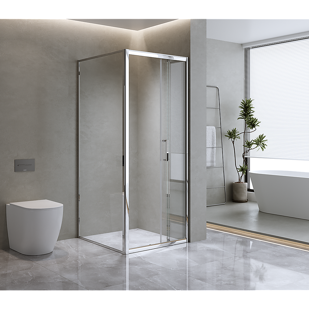 40mm Adjustable Contemporary Corner Sliding Chrome Shower Screen 116x92cm
