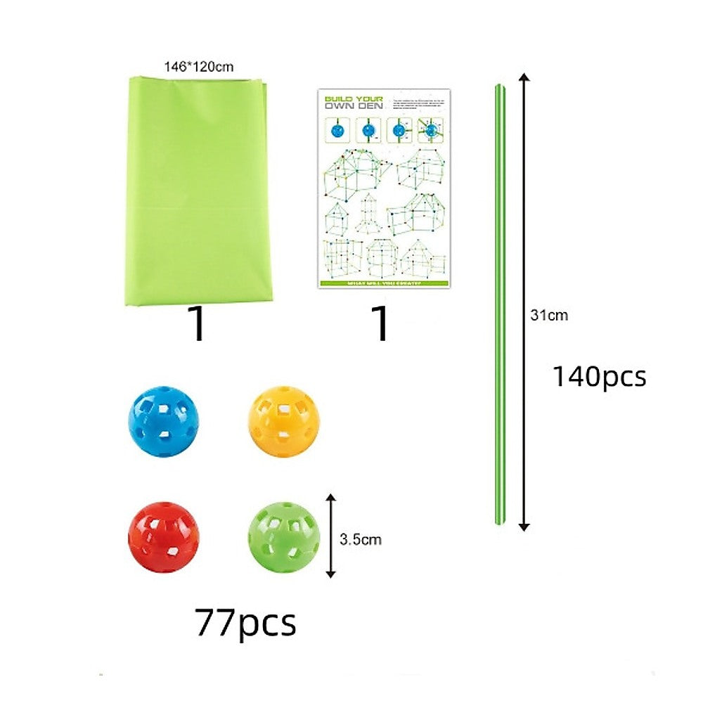 217pcs Kids Construction Fort Building Kit Castles 3D Play House Tent Toys