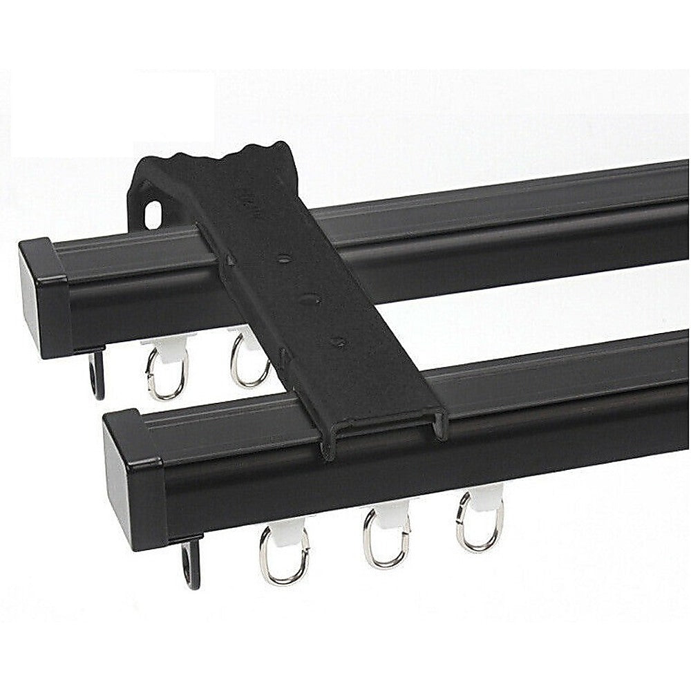 1.5m Double Curtain Tracks Aluminium Rail &amp; Brackets For Both Curtain and Sheer with ceiling and wall accessories