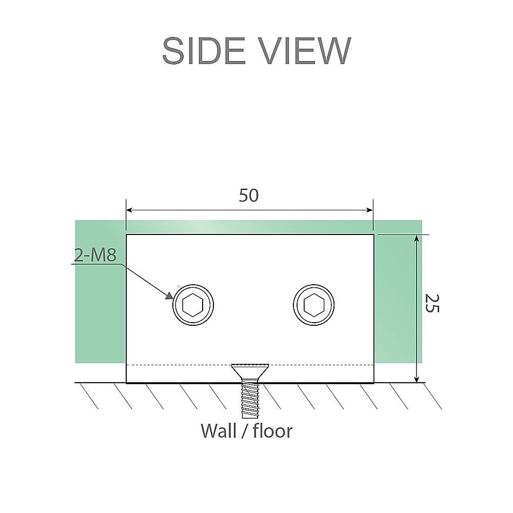 90cm Frameless Glass Bath Screen with Stainless Steel Brackets - Black