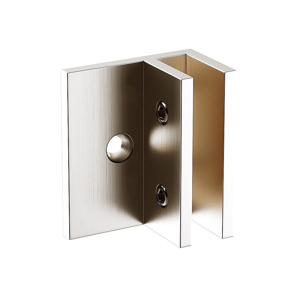 100cm Frameless Glass Bath Screen with Brass Brackets - Nickel