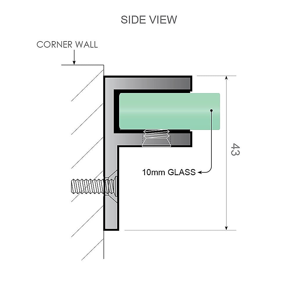 100cm Frameless Glass Bath Screen with Brass Brackets - Nickel