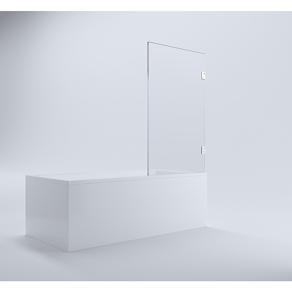 90cm Frameless Swing Bath Panel with White Hardware