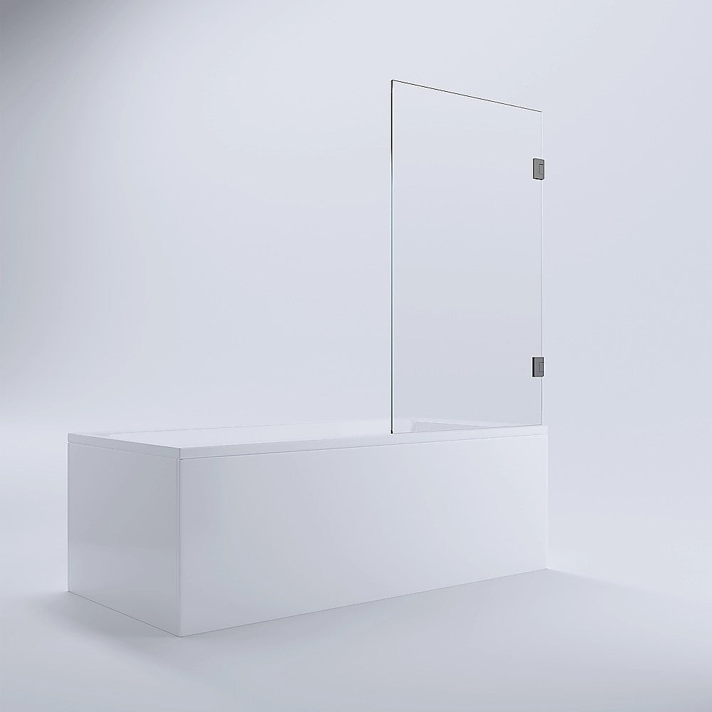90cm Frameless Swing Bath Screen with Brushed Gunmetal Hardware