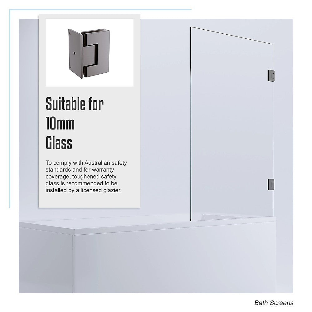 90cm Frameless Swing Bath Screen with Brushed Gunmetal Hardware
