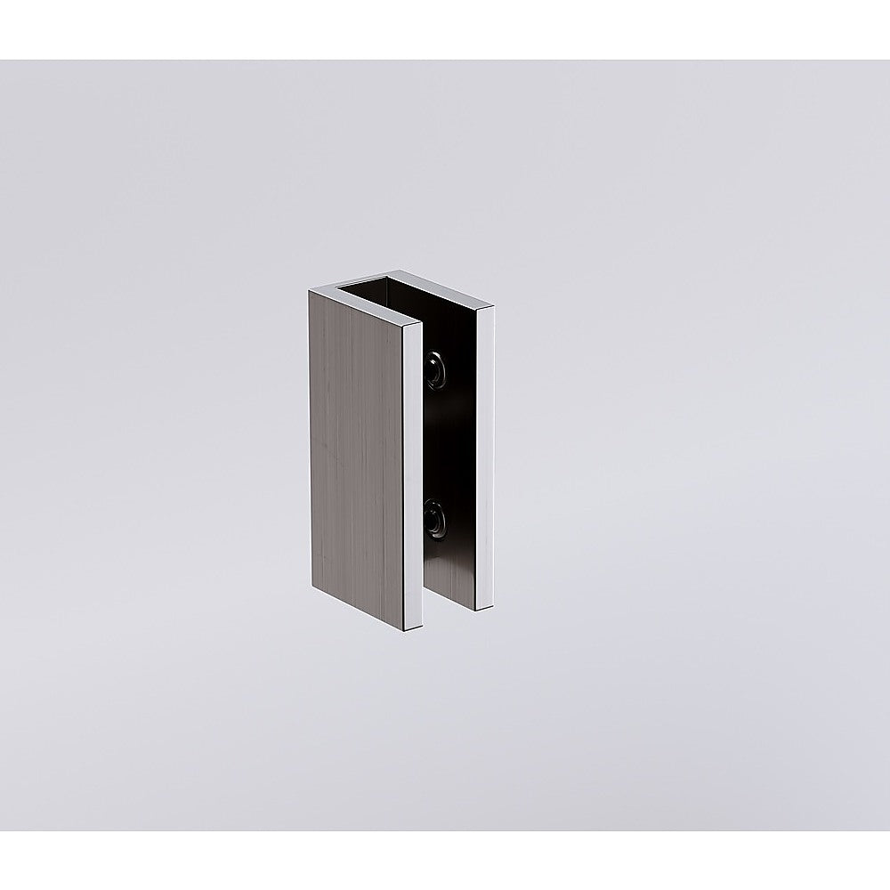 90cm Wall to Wall Frameless Shower Screen with Gunmetal Brackets and SS Hinges, Square Knob Handle