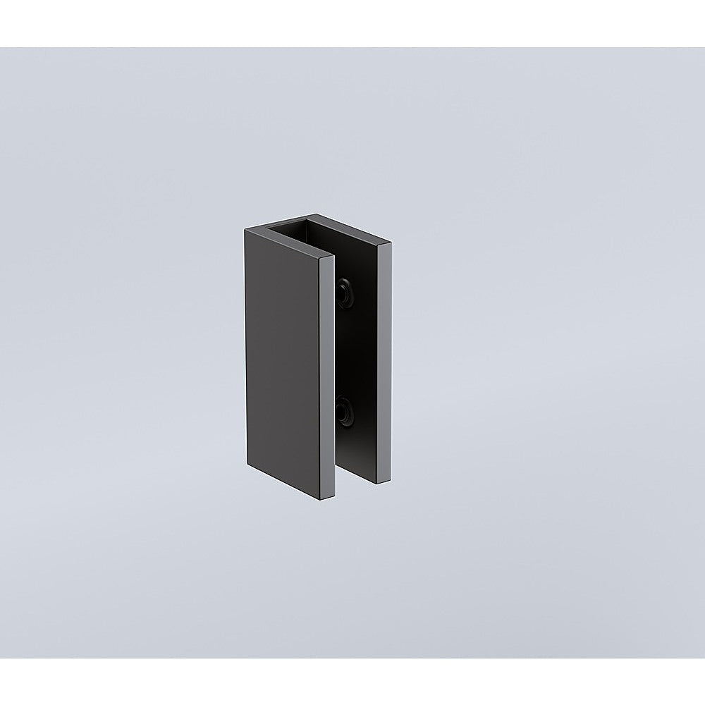 100cm Wall to Wall Frameless Shower Screen with Black Brackets and SS Hinges, Square Knob Handle