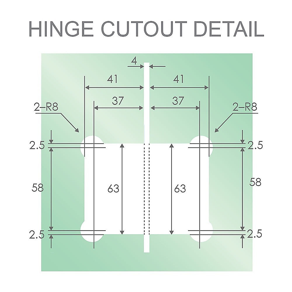 100cm Wall to Wall Frameless Shower Screen with White Brackets and SS Hinges, Square Knob Handle