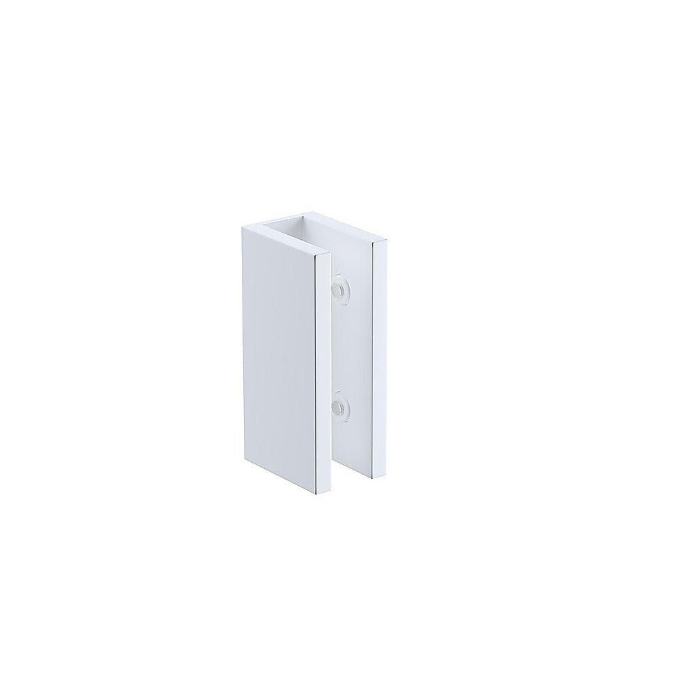 100cm Wall to Wall Frameless Shower Screen with White Brackets and SS Hinges, Round Knob Handle