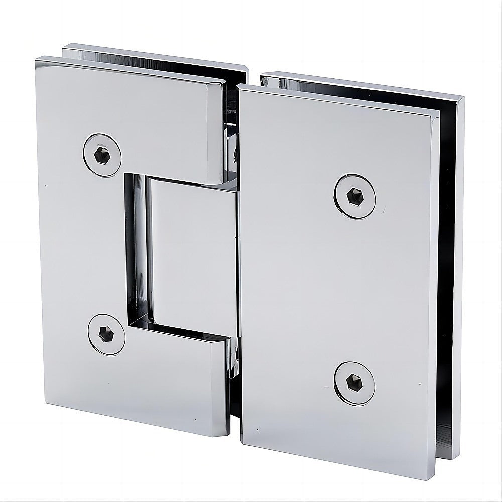 110cm Wall to Wall Frameless Shower Screen with Chrome Brackets and Brass Hinges, Round Knob Handle