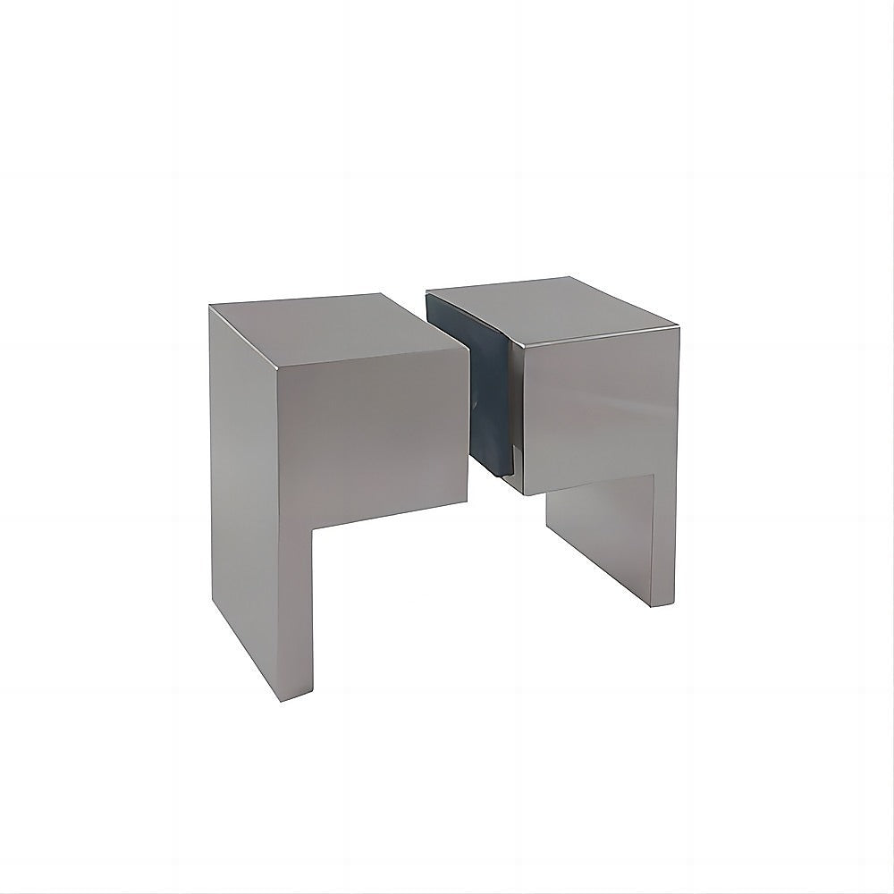 90cm Wall to Wall Frameless Shower Screen with Nickel Brackets and Brass Hinges, Square Double Pull Handle