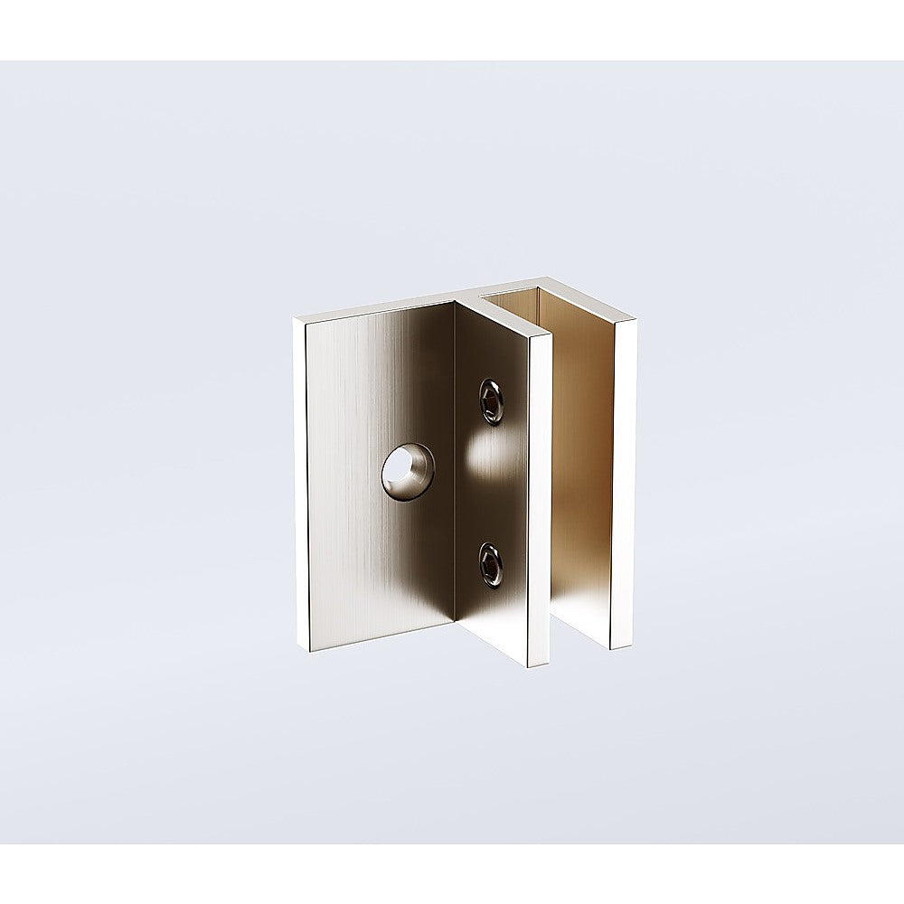 120cm Wall to Wall Frameless Shower Screen with Nickel Brackets and Brass Hinges, Square Double Pull Handle