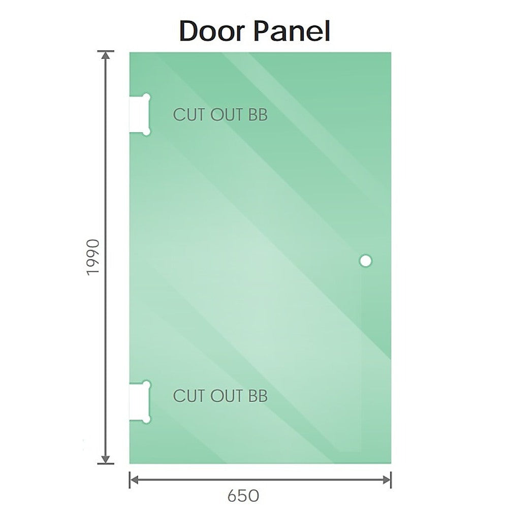 100cm Wall to Wall Frameless Shower Screen with White Channel and SS Hinges , Square Knob Handle