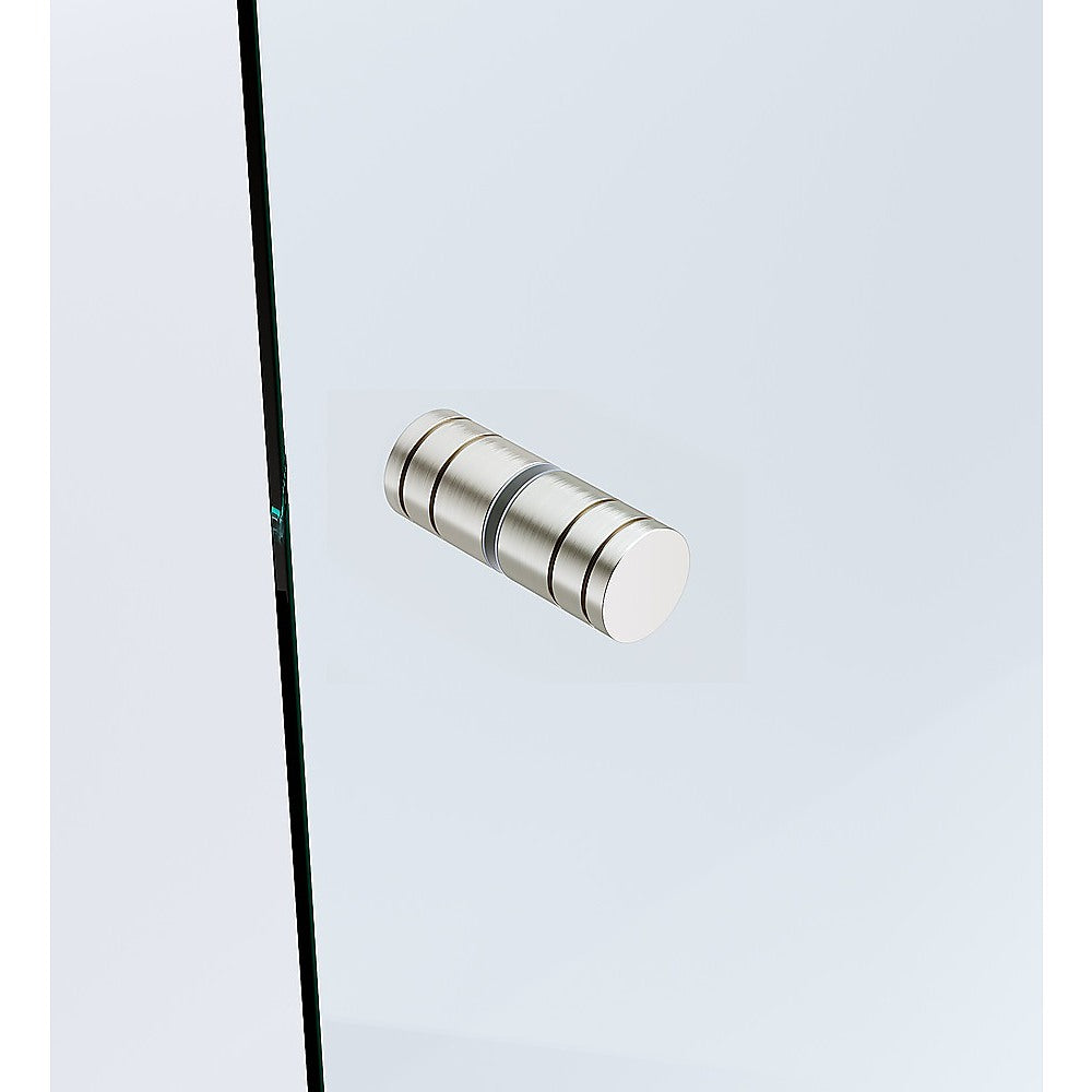 120cm Wall to Wall Frameless Shower Screen with Nickel Channel and Brass Hinges , Round Knob Handle